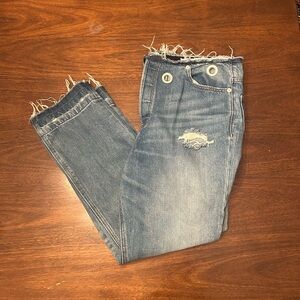 Express Frayed Hem Blue Jeans